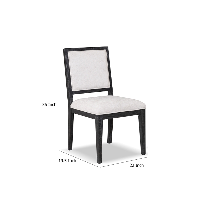 Kizie Dining Side Chair Set of 2-Farmhouse Panel Design-Black Wood