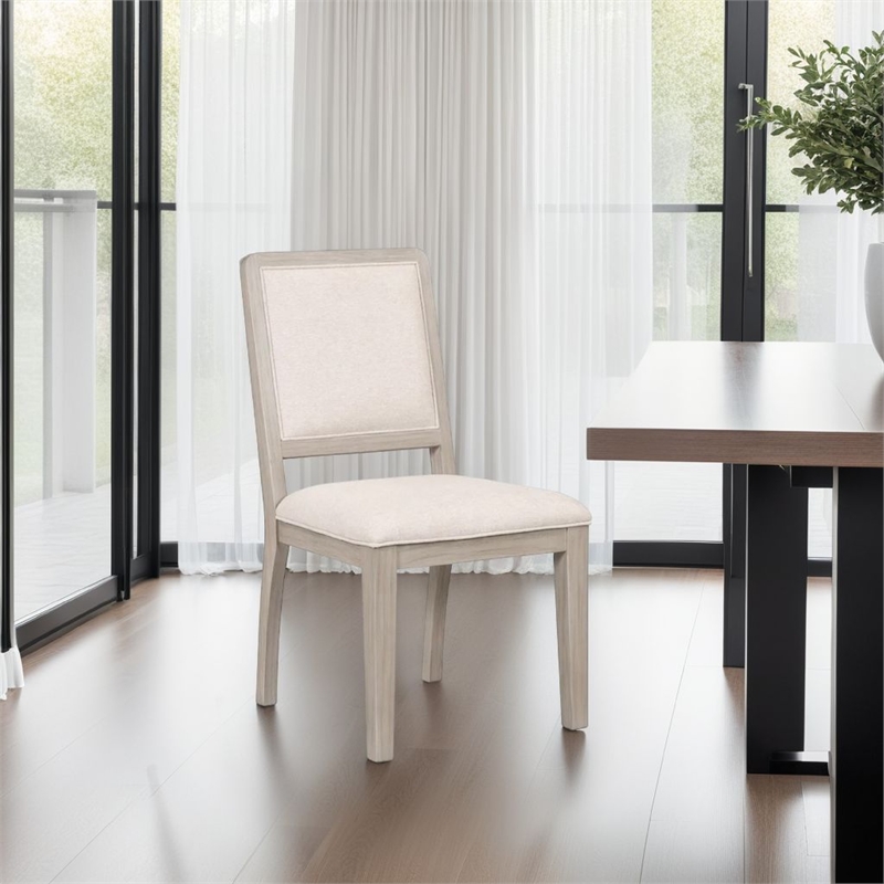Giva Dining Side Chair Set of 2-Rattan Design-Natural Brown Wood