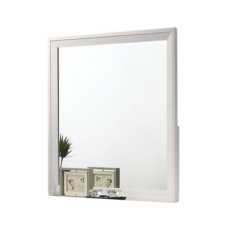 Tory Dresser Mirror-36 Inch Rectangular-Classic White Solid Wood