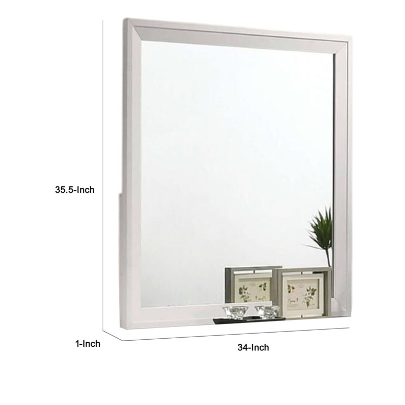 Tory Dresser Mirror-36 Inch Rectangular-Classic White Solid Wood