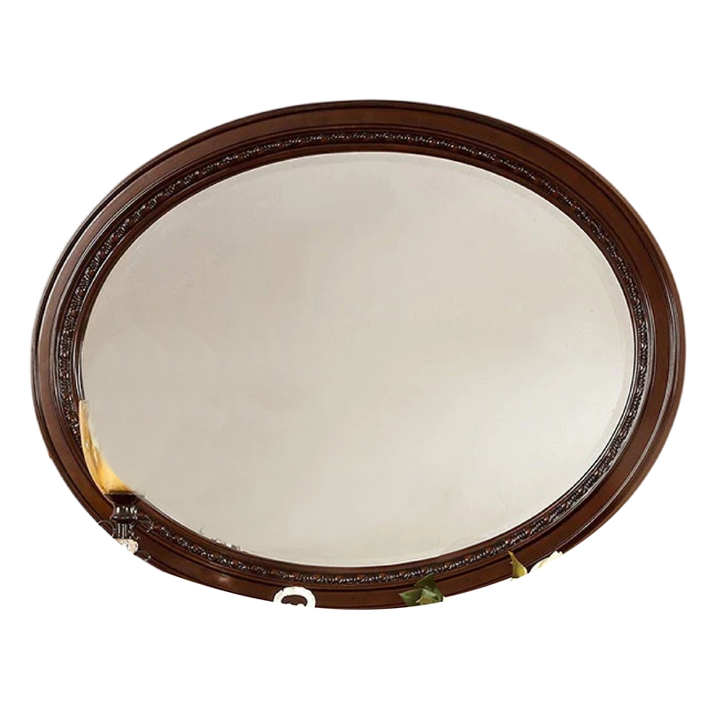 Lego Wall Mounting Mirror-49 Inch Cherry Brown Solid Wood Oval Frame