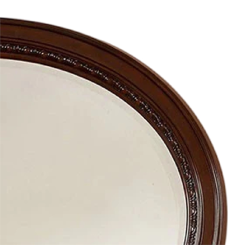 Lego Wall Mounting Mirror-49 Inch Cherry Brown Solid Wood Oval Frame