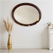 Lego Wall Mounting Mirror-49 Inch Cherry Brown Solid Wood Oval Frame
