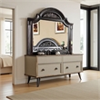 Recus Dresser Mirror-49 Inch Carved Floral Walnut Brown Solid Wood