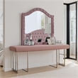 Zoha Dresser Mirror-Crystal Tuft Pink Flannelette Upholstery 41 Inch