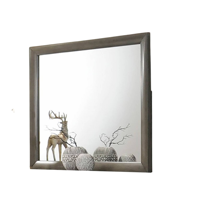 Simo Dresser Vanity Mirror-40 Inch Modern Dark Gray Solid Wood Frame