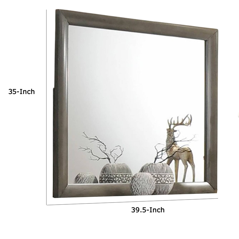 Simo Dresser Vanity Mirror-40 Inch Modern Dark Gray Solid Wood Frame