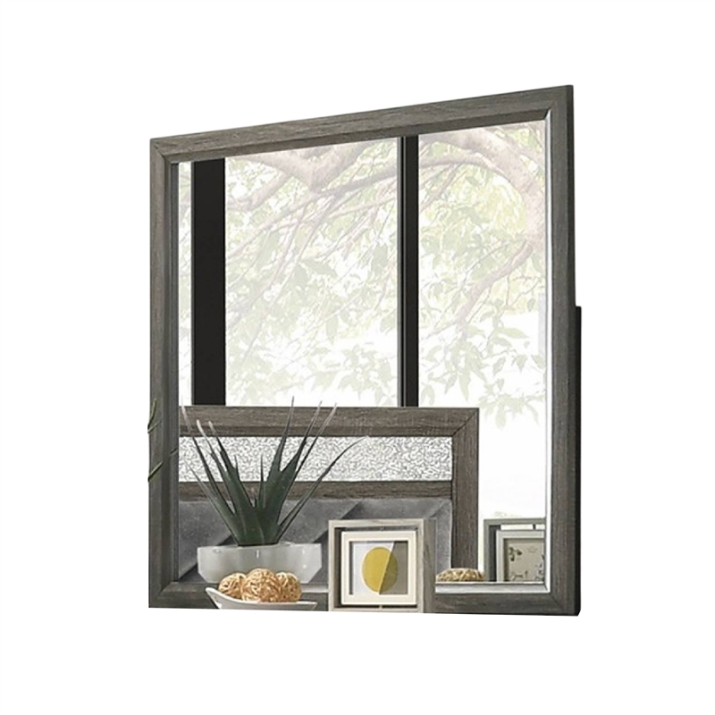 Lito Dresser Vanity Mirror-39 Inch Stylish Modern Gray Wood Frame