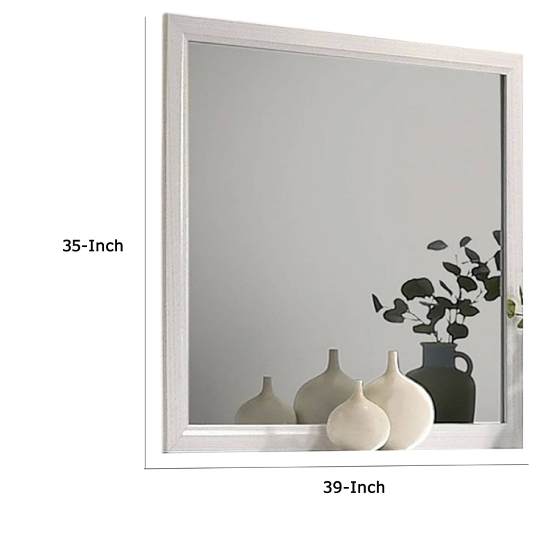 Erica Dresser Vanity Mirror-39 Inch Modern Style White Wood Frame