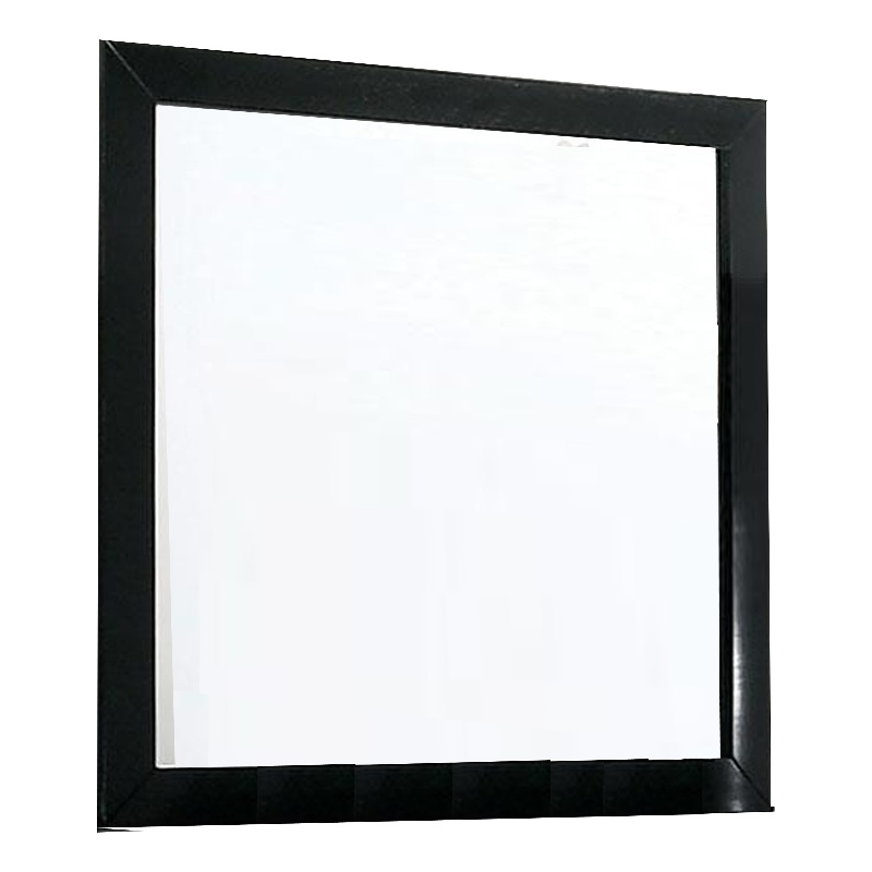 Ryla Dresser Vanity Mirror-38 Inch Square Frame-Black Solid Wood