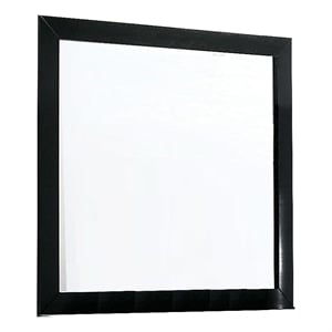 Ryla Dresser Vanity Mirror-38 Inch Square Frame-Black Solid Wood