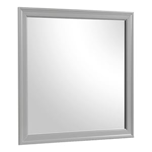 Ryla Dresser Mirror-38 Inch Square Frame-Farmhouse Gray Solid Wood