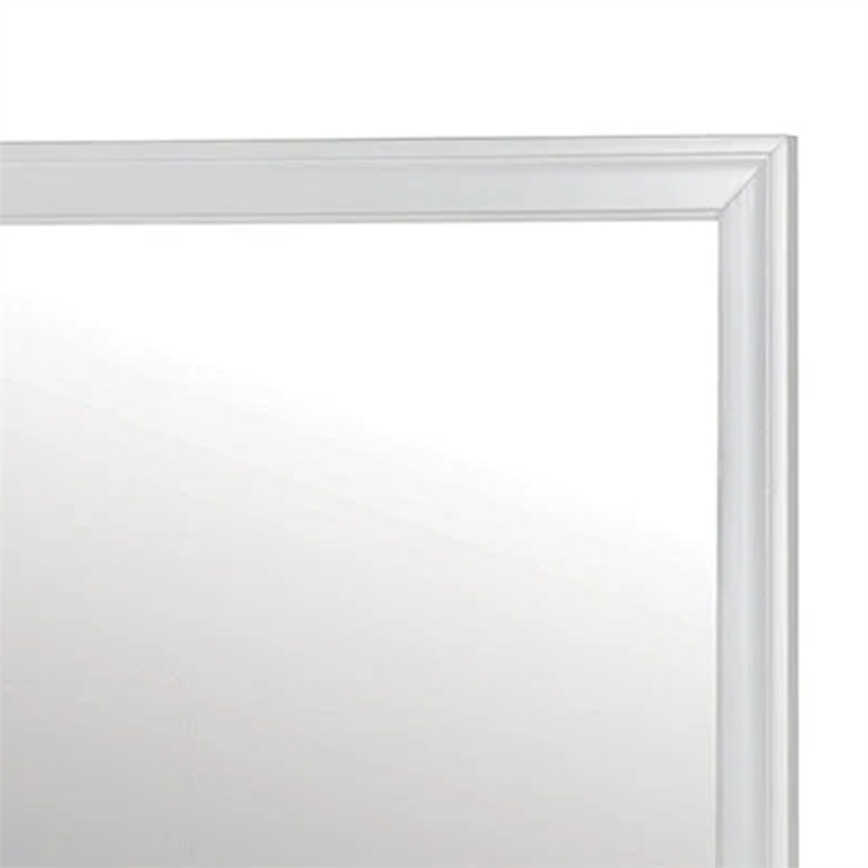Ryla Dresser Vanity Mirror-38 Inch Square Frame-White Solid Wood
