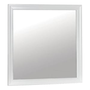Ryla Dresser Vanity Mirror-38 Inch Square Frame-White Solid Wood