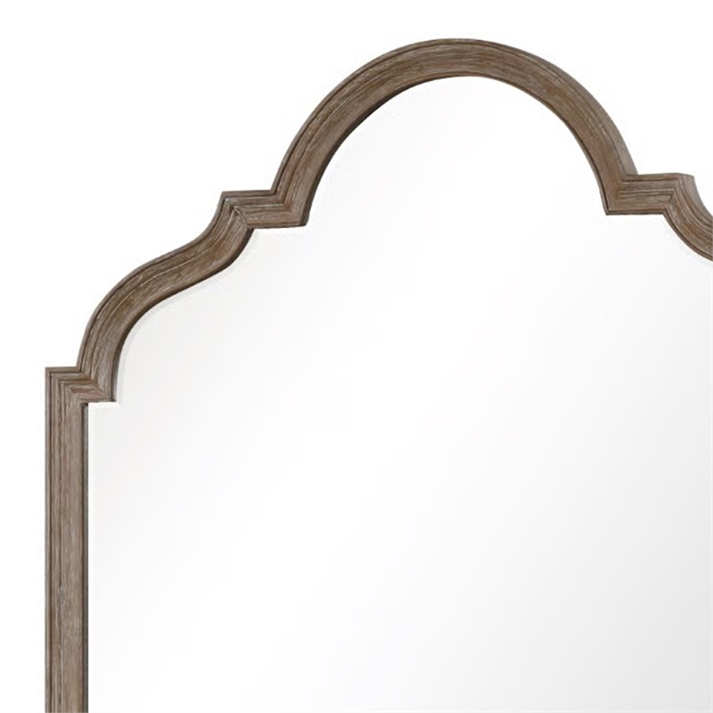 Lyla Dresser Mirror-Beveled Glass-Rustic Oak Brown Solid Wood-41x50