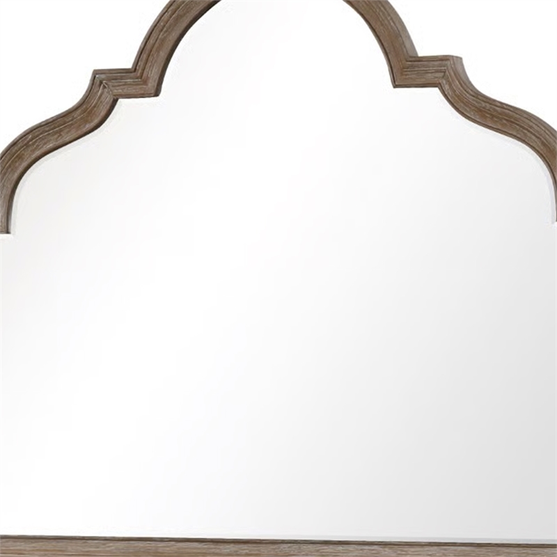 Lyla Dresser Mirror-Beveled Glass-Rustic Oak Brown Solid Wood-41x50