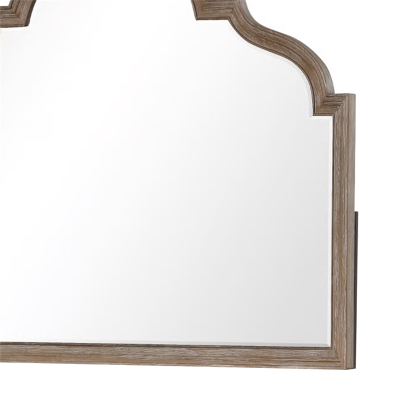 Lyla Dresser Mirror-Beveled Glass-Rustic Oak Brown Solid Wood-41x50