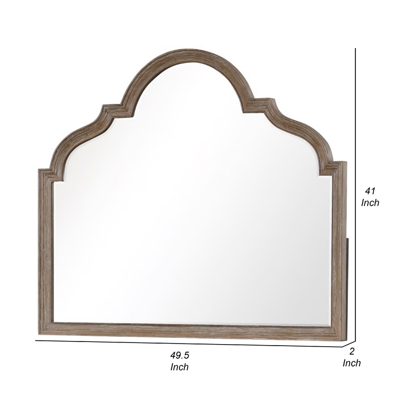 Lyla Dresser Mirror-Beveled Glass-Rustic Oak Brown Solid Wood-41x50