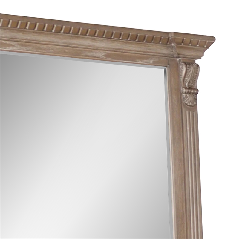 Reven Dresser Mirror-Beveled Glass-Weathered Oak Solid Wood-46 Inch