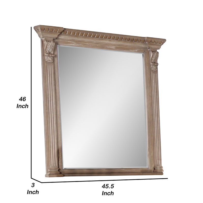 Reven Dresser Mirror-Beveled Glass-Weathered Oak Solid Wood-46 Inch