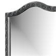 Rea Dresser Vanity Mirror-Crystal Tufted Gray Velvet Upholstery Arched Frame