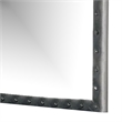 Rea Dresser Vanity Mirror-Crystal Tufted Gray Velvet Upholstery Arched Frame