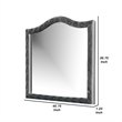 Rea Dresser Vanity Mirror-Crystal Tufted Gray Velvet Upholstery Arched Frame