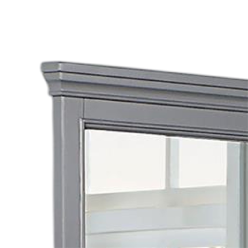 Lile Dresser Mirror w Crown Molding Frame-42 Inch Gray Solid Wood