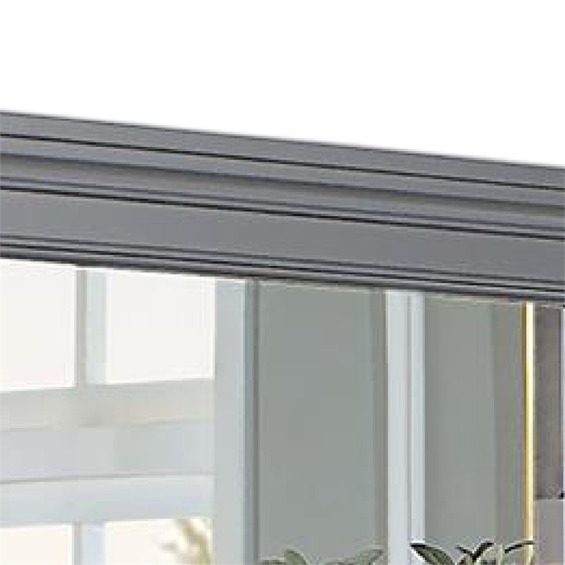 Lile Dresser Mirror w Crown Molding Frame-42 Inch Gray Solid Wood