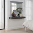 Lile Dresser Mirror w Crown Molding Frame-42 Inch Gray Solid Wood