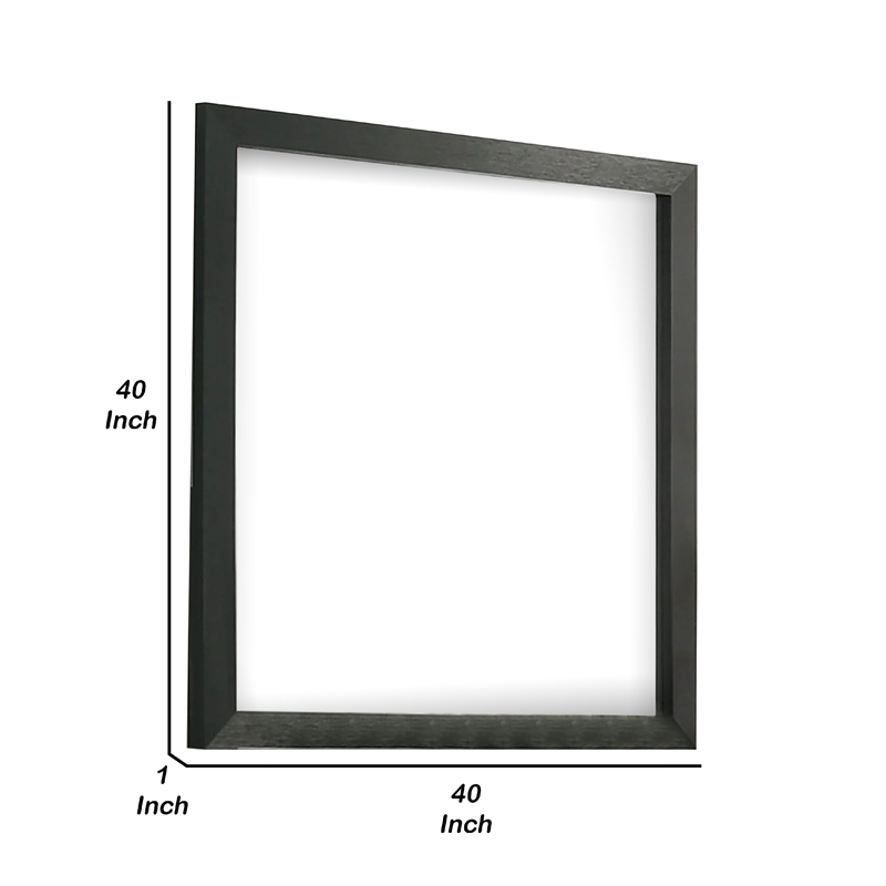 Lati Dresser Mirror-Beveled Glass-Black Wood-40 Inch Square