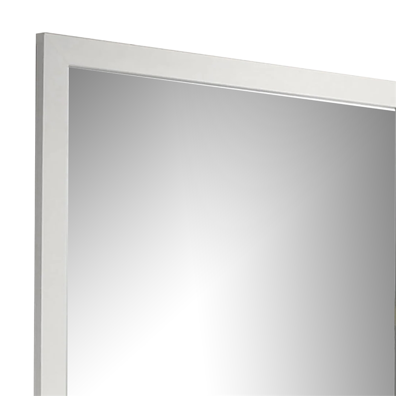 Dyl Dresser Mirror-Bevel Glass-White Wood Frame-40 Inch Square