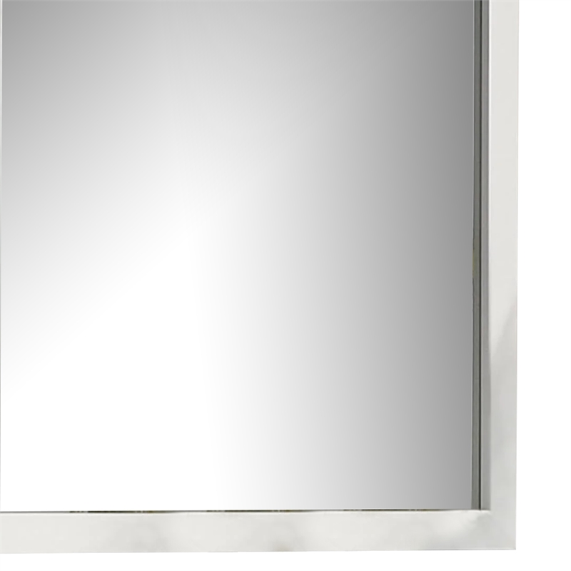 Dyl Dresser Mirror-Bevel Glass-White Wood Frame-40 Inch Square