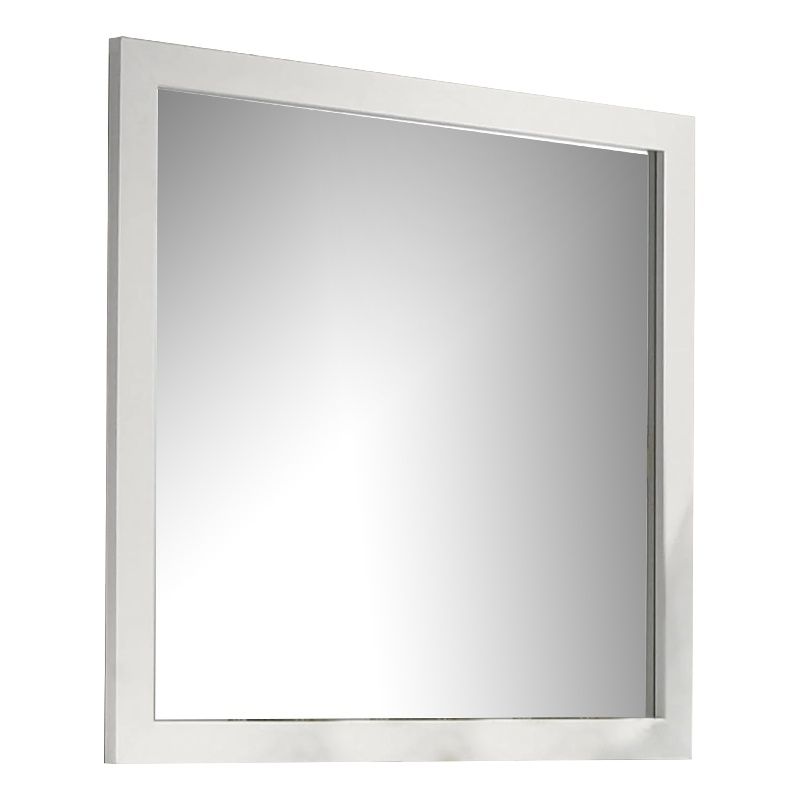 Dyl Dresser Mirror-Bevel Glass-White Wood Frame-40 Inch Square