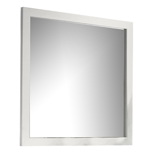 Dyl Dresser Mirror-Bevel Glass-White Wood Frame-40 Inch Square