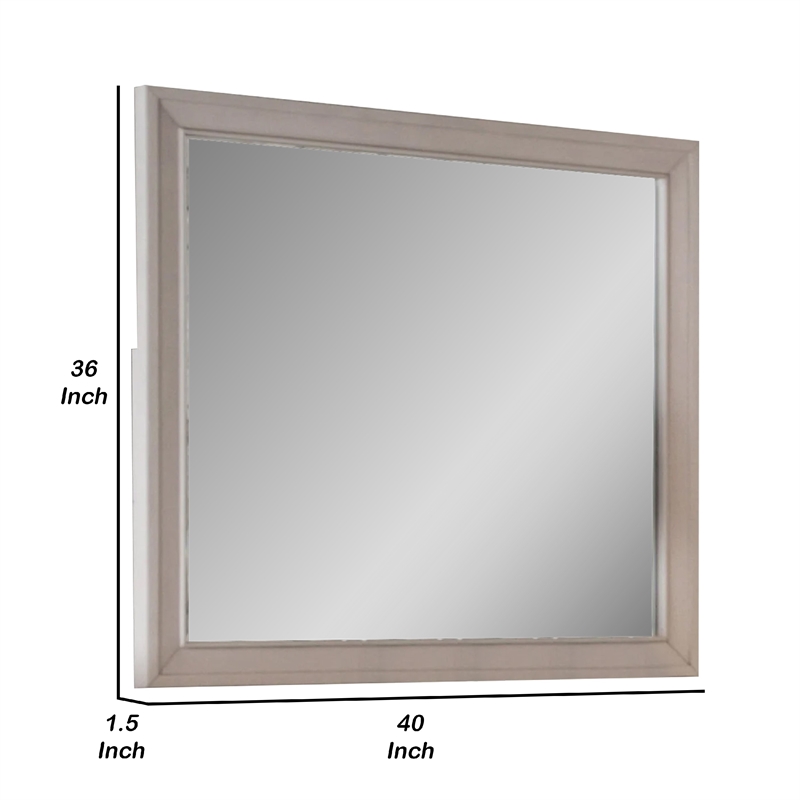 Nitz Dresser Mirror-Beveled Glass-White Solid Wood Frame-36x40