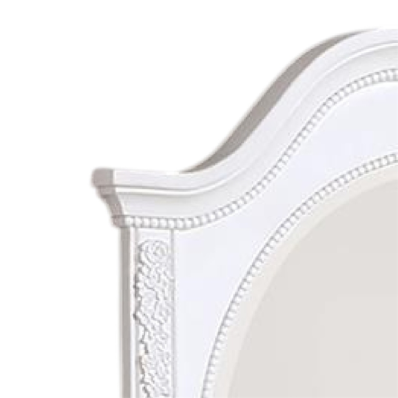 Aleci Dresser Mirror-42 Inch Carved Frame-Classic White Solid Wood