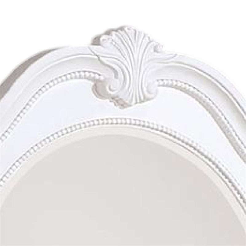Aleci Dresser Mirror-42 Inch Carved Frame-Classic White Solid Wood