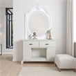 Aleci Dresser Mirror-42 Inch Carved Frame-Classic White Solid Wood