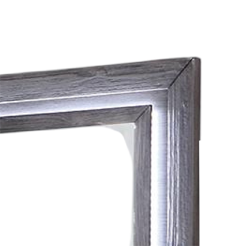 Reno Dresser Mirror-White LED Lights-46 Inch Gray Solid Wood Frame