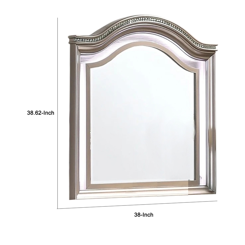 Jisoo Dresser Mirror-LED Light Frame-37 Inch Rose Gold Solid Wood