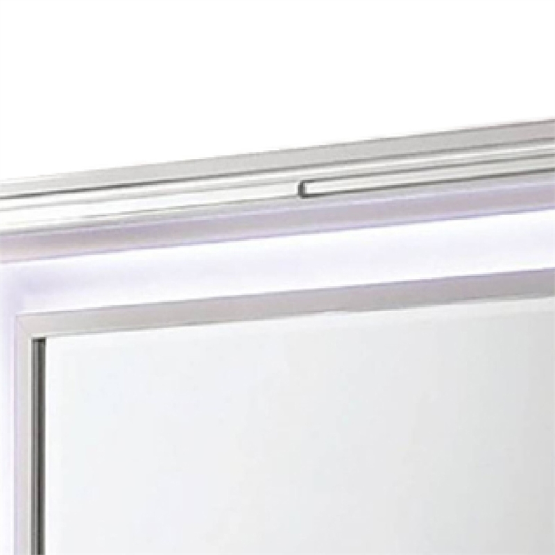 Lin Dresser Mirror with LED Lights-47 Inch White Solid Wood Frame