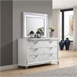 Lin Dresser Mirror with LED Lights-47 Inch White Solid Wood Frame