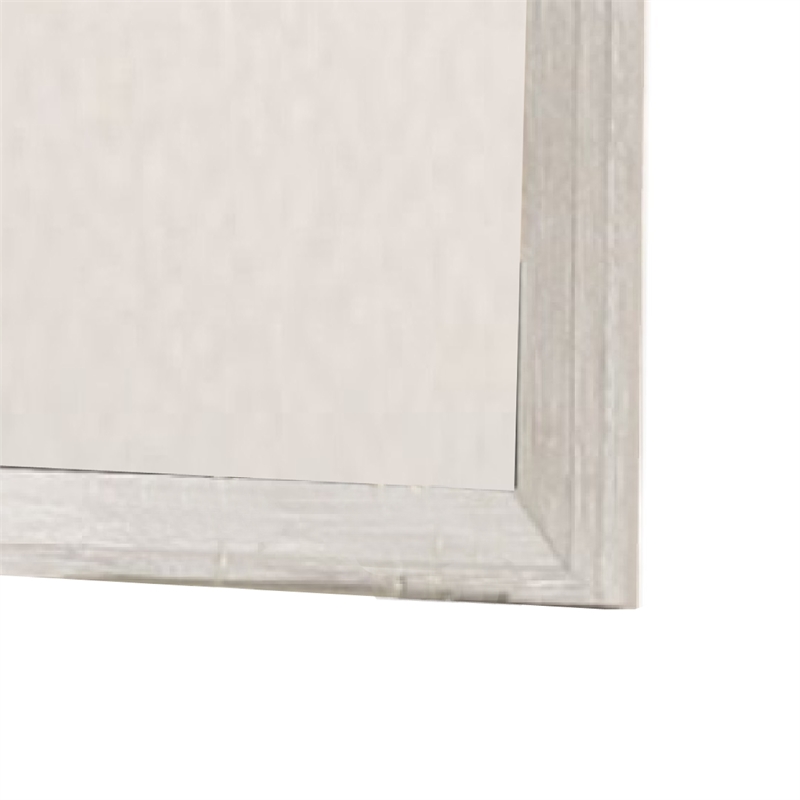 Diaz Dresser Mirror with Beveled Design-Light Gray Wood Frame 38x44