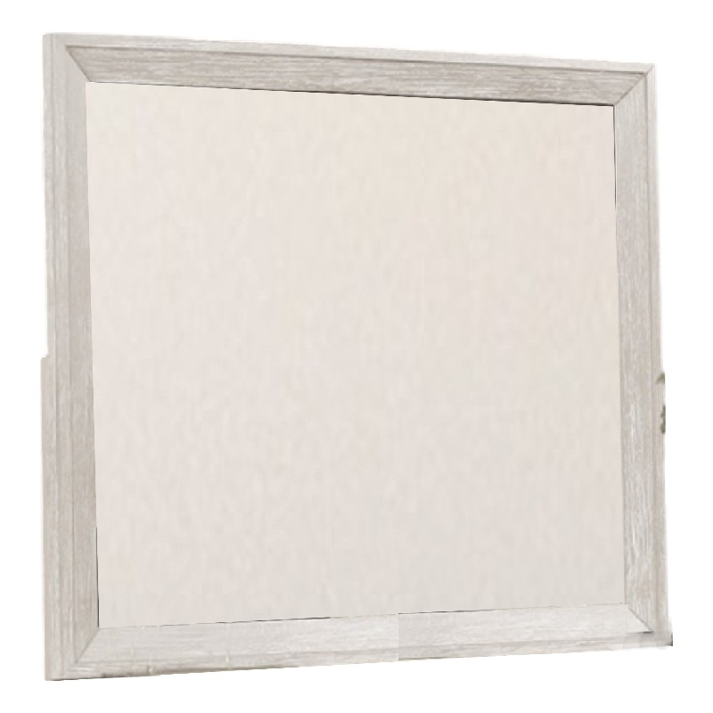 Diaz Dresser Mirror with Beveled Design-Light Gray Wood Frame 38x44