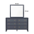 Alta Dresser Mirror-Subtle French Design-Blue Solid Wood-40 Inch