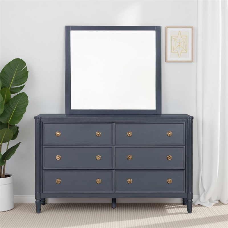 Alta Dresser Mirror-Subtle French Design-Blue Solid Wood-40 Inch