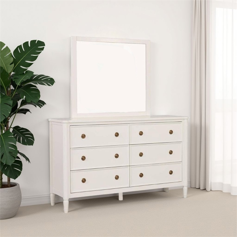 Alta Dresser Mirror-Classic French Design-White Solid Wood-40 Inch