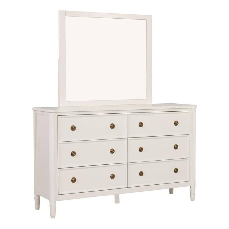 Alta Dresser Mirror-Classic French Design-White Solid Wood-40 Inch