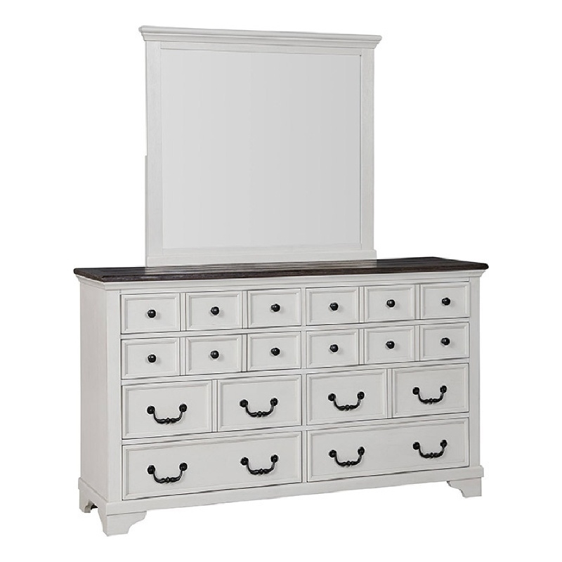 Hamps Dresser Mirror-White Solid Wood-Subtle Frame Details-38x42